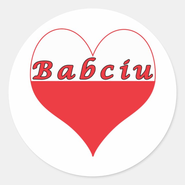 Babciu Polnisches Herz Runder Aufkleber (Vorderseite)