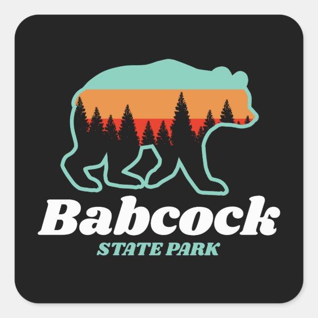 Babcock Staat Park West Virginia Bären Retro Quadratischer Aufkleber (Vorderseite)