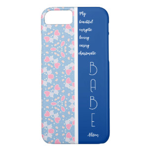 BABE Blue Hearts Muster bearbeiten Case-Mate iPhone Hülle