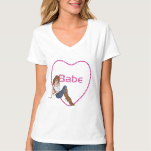 Babe Glitzer Heart Candy Redhead Girl Design T-Shirt