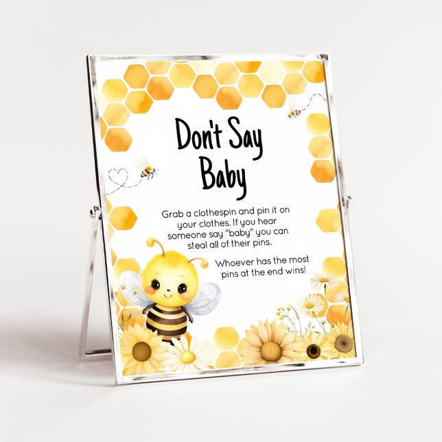 Babee Bee Baby Dusche Sage nicht Baby Poster (Oh Babee Baby Shower Don't Say Baby Sign)