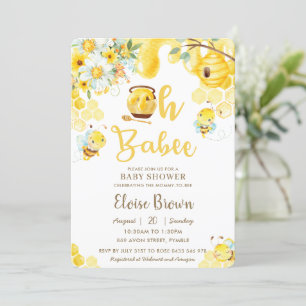 Babee Bees Yellow Gender Neutral Baby Dusche Einladung