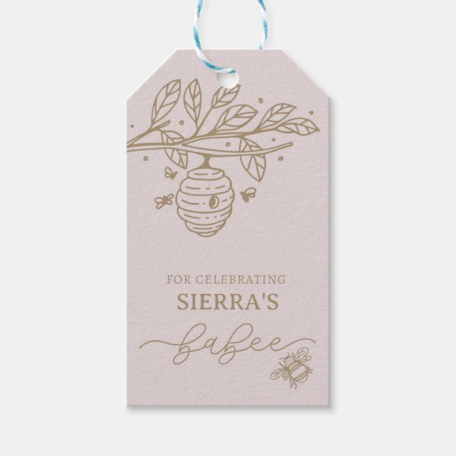 Babee, Bieneneinladung, Bee-Theme Baby Dusche, Geschenkanhänger (Vorderseite)
