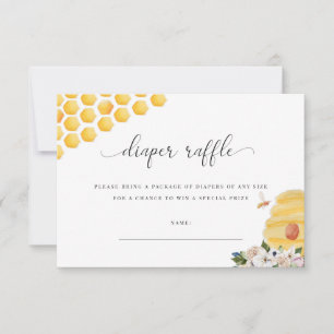 Babee Yellow Bee Floral Diaper Raffle Card Dankeskarte