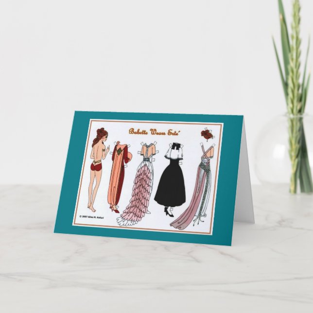 Babette Wears Paper Doll Blank Greeting Card Karte (Vorderseite)