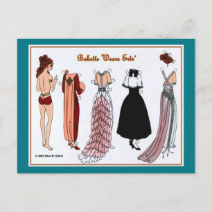 Babette Wears Paper Doll Postkarte