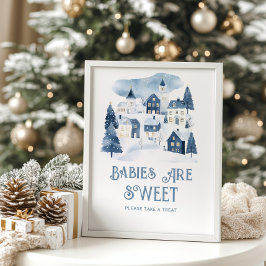 Babies are sweet Its takes a Village Winter Snow Poster