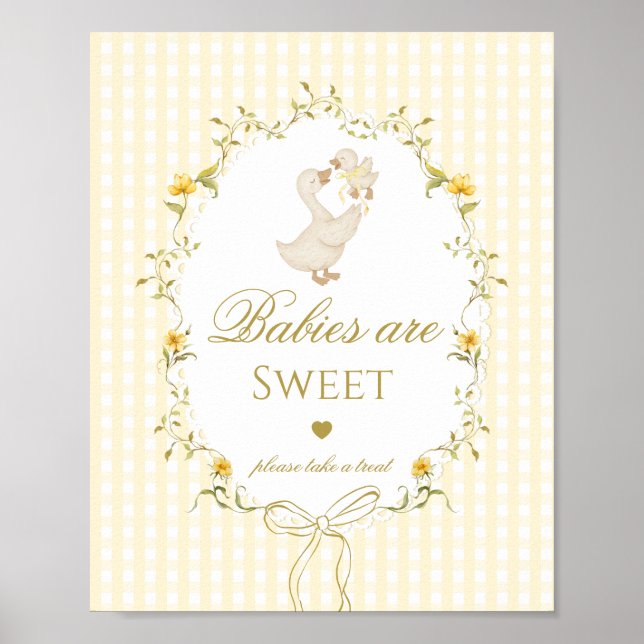 Babies are sweet Silly Goose yellow gingham Poster (Vorne)