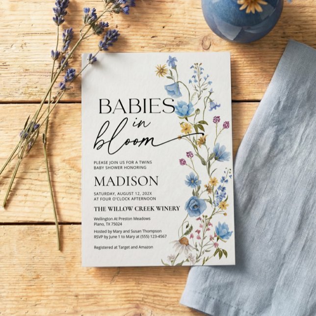 Babies in Bloom  | Twins Baby Shower Invitation Einladung (Von Creator hochgeladen)