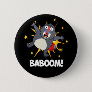 Baboom Funny explodieren Baboon Pun Dark BG Button