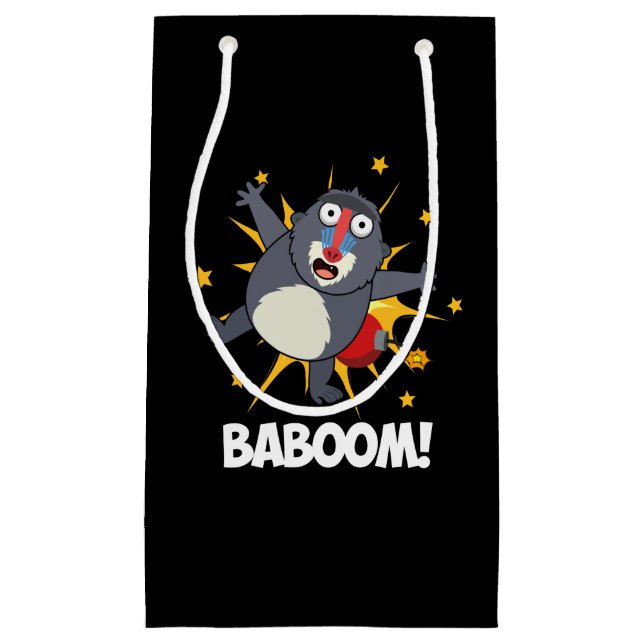 Baboom Funny explodieren Baboon Pun Dark BG Kleine Geschenktüte (Vorderseite)