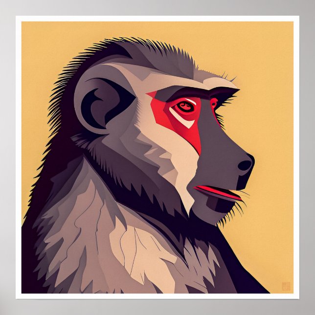 Baboon Art Print Poster (Vorne)