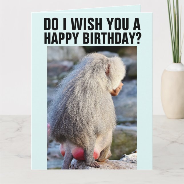 BABOON BUTT FUNNY MONKEY BIRTHDAY GREETING KARTE (Vorderseite)