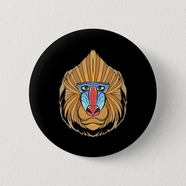 Baboon Face Halloween Beängstigender Baboon-Affe Button (Vorderseite)