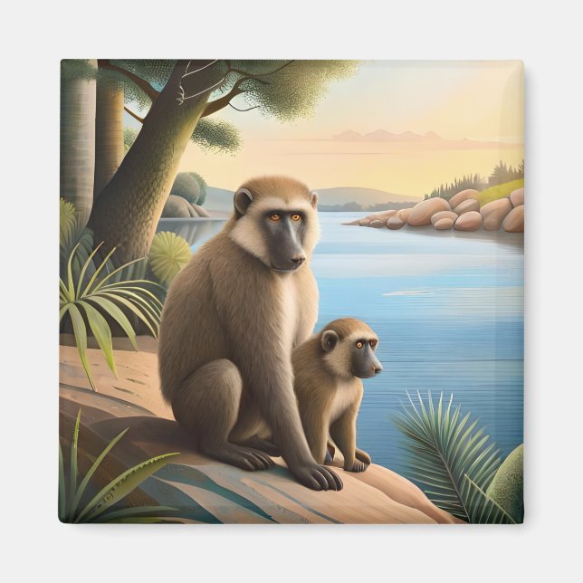 Baboon und The Monkey's Baby: Ape Jungle Wildlife Magnet (Vorne)
