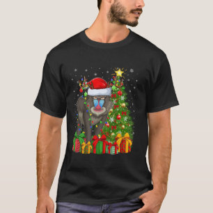 Baboon Xmas Tree Lighting Weihnachtsmannmütze Babo T-Shirt