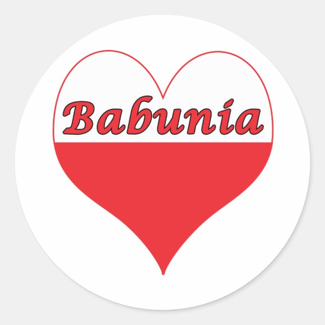 Babunia Polnisches Herz Runder Aufkleber (Vorderseite)