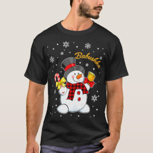 Babushka Snowman Candy Cane Christmas Red Kariert T-Shirt