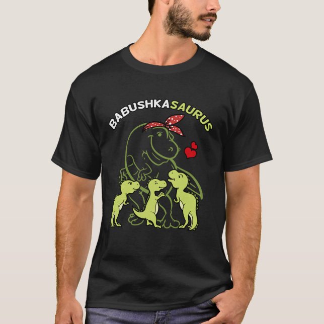 Babushkasaurus Babushka Tyrannosaurus Dinosaur Mot T-Shirt (Vorderseite)