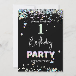 *~* BABY 1. Erster Rainbow Ballon Geburtstag  Einladung