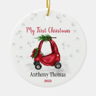 Baby 1 Erster Weihnachtsurlaub Roter Lkw Keramik Ornament