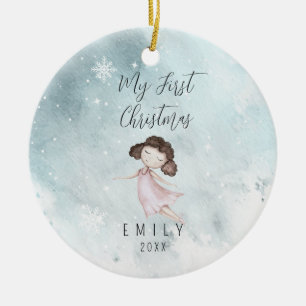 Baby 1. First Christmas Baby Girl Keramik Ornament