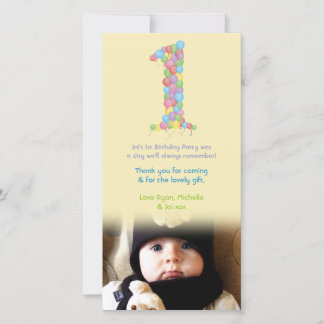 Baby 1. Geburtstag Balloons Danke Foto Card