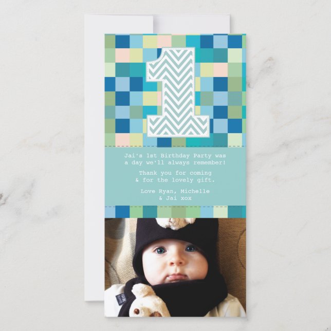 Baby-1. Geburtstag danken Ihnen Dankeskarte (Vorderseite)