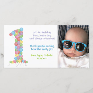 Baby-1. Geburtstag danken Ihnen Foto-Karte Dankeskarte