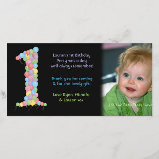 Baby-1. Geburtstag danken Ihnen Foto-Karte Dankeskarte