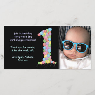 Baby-1. Geburtstag danken Ihnen Foto-Karte Dankeskarte