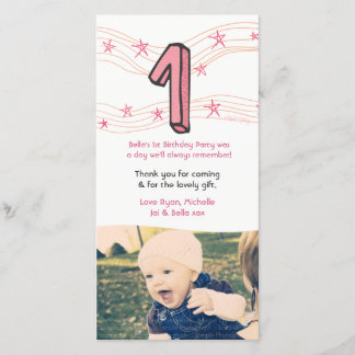 Baby 1. Geburtstag Nummer 1 Danke Foto-Karte