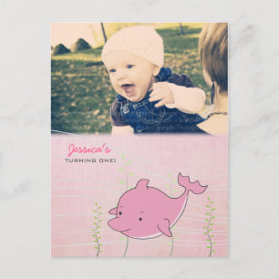 Baby 1. Geburtstag Party Dolphin Invite Card Einladungspostkarte