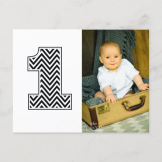 Baby 1. Geburtstag Zickzack Danke Foto Postcard Postkarte