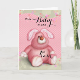 Baby/1. Ostern - rosa Häschen Feiertagskarte