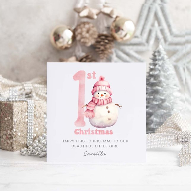 Baby 1. Weihnachten Niedlich Pink Snowman (Von Creator hochgeladen)