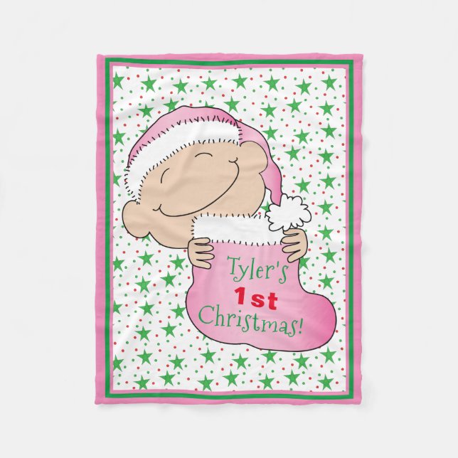 Baby 1. Weihnachten/Rosa Fleece Blanket (Vorderseite)