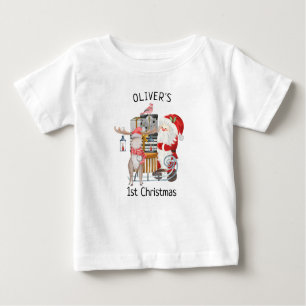 Baby 1 Weihnachten Weihnachten und Rentier mit Sch Baby T-shirt