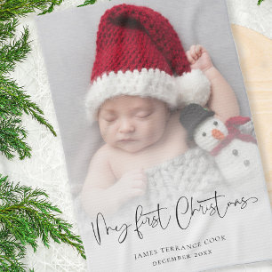 Baby 1 Weihnachts Foto Overlay Skriptname Jahr Geschirrtuch