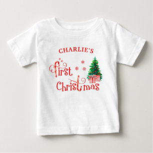Baby 1. Weihnachtsbaum und roter Zuckerhut-Stab T-shirt