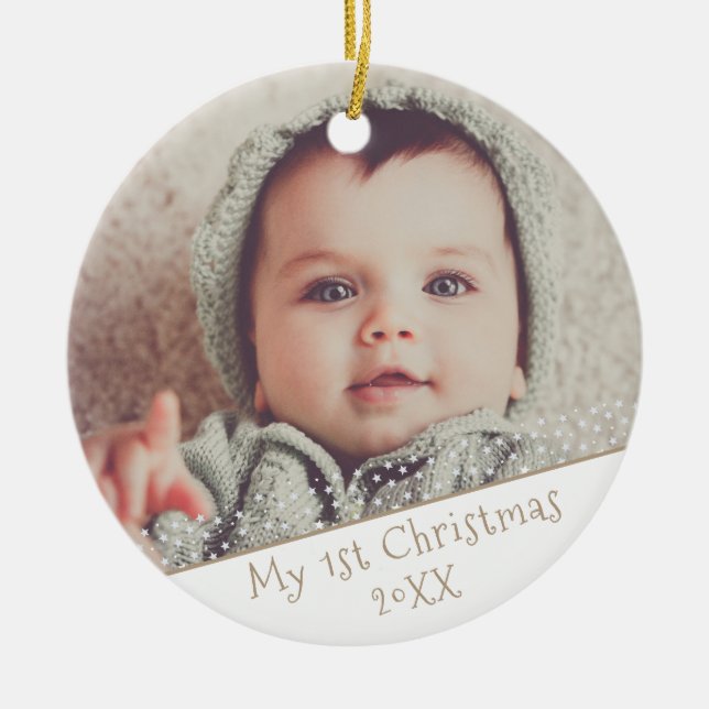 Baby 1. Weihnachtsfeiertag Niedlich Personalizable Keramik Ornament (Vorne)