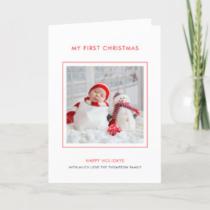 Baby 1. Weihnachtsfest Minimalistisch geklappt Fot Feiertagskarte