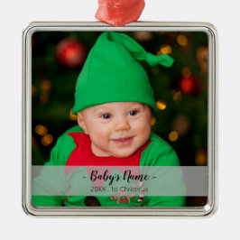 Baby 1. Weihnachtsjahr Foto Script Name Premium Ornament Aus Metall