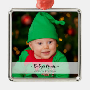 Baby 1. Weihnachtsjahr Foto Script Name Premium Ornament Aus Metall