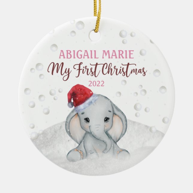 Baby 1. Weihnachtslephant Keramik Ornament (Vorne)