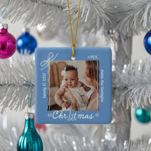 Baby 1. Weihnachtsminimale Hand Drawn Scribble Bow Keramikornament