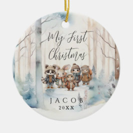 Baby 1. Weihnachtsschnee Winter Wald Cer Keramik Ornament