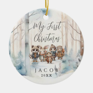 Baby 1. Weihnachtsschnee Winter Wald Cer Keramik Ornament