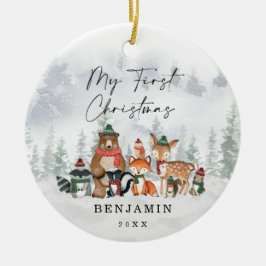 Baby 1. Weihnachtsschnee Winterwald Keramik Ornament