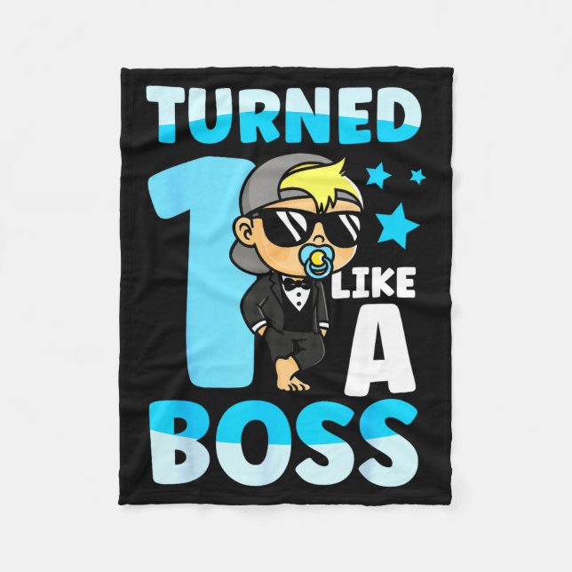 Baby 1st Birthday Boy Girl 1 Year Like A Boss Kids Fleecedecke (Vorderseite)